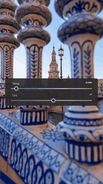 A reel showing one Lightroom settings panel per step